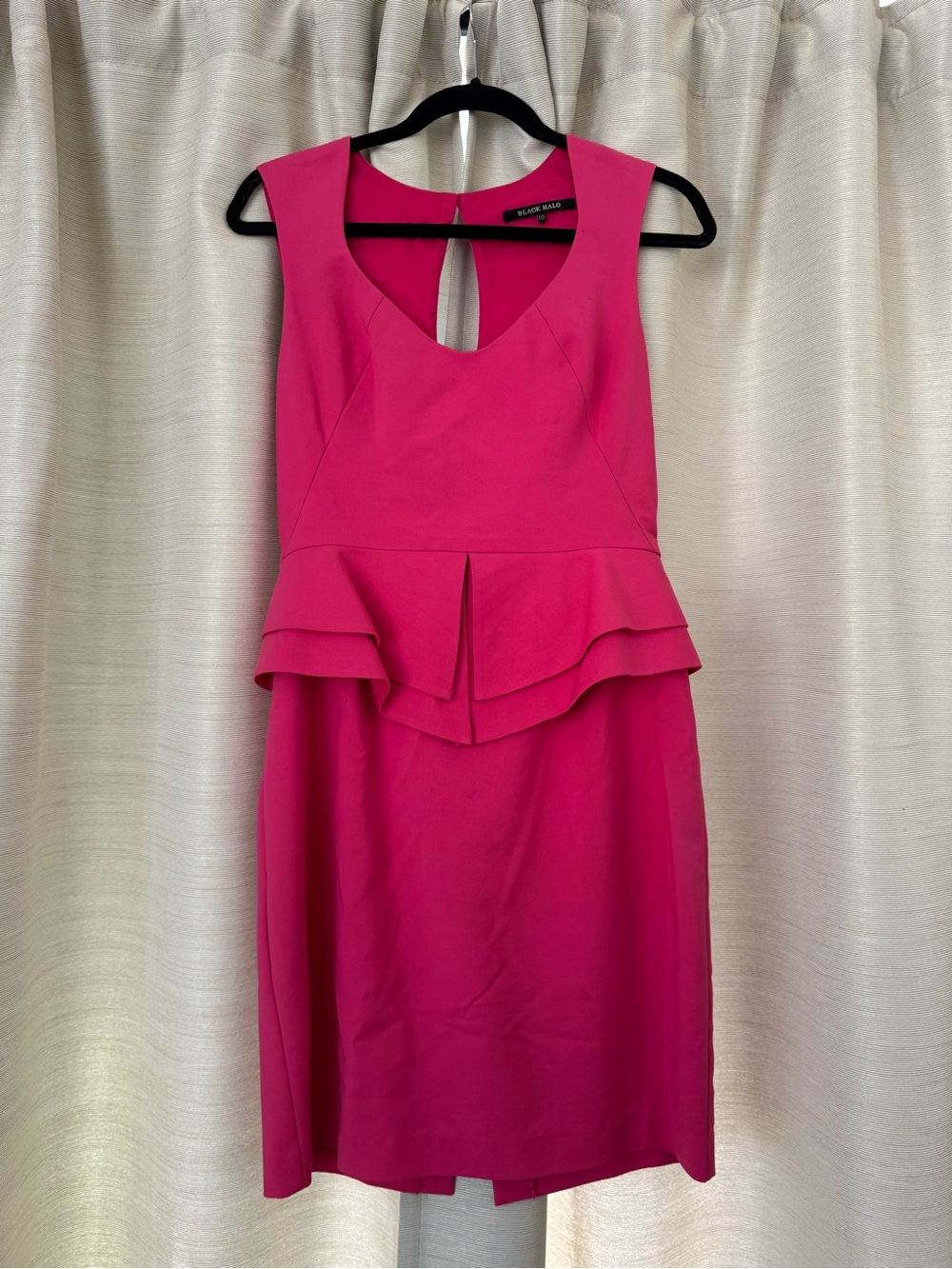 Black Halo Hot Pink Peplum Sheath Dress